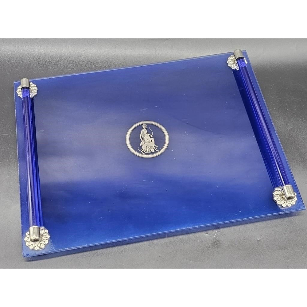 Avon Moonwind Cobalt Blue Glass Vanity Tray, Vintage